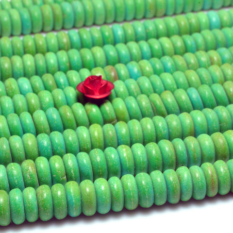 YesBeads Chinese Turquoise smooth rondelle beads wholesale green gemstone jewelry making 15"