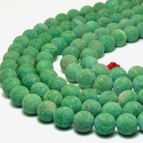 YesBeads Natural African green jade matte round loose beads wholesale gemstone jewelry making 15" strand
