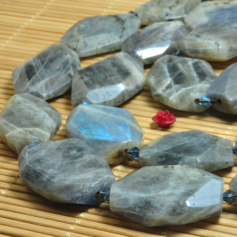 YesBeads Natural Labradorite faceted nugget chunk beads wholesale gemstone jewelry making 15"