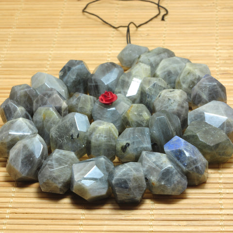YesBeads Natural Labradorite faceted nugget chunk beads wholesale gemstone jewelry making 15.5"