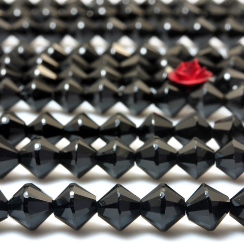 YesBeads Black Onyx faceted disc rondelle beads gemstone wholesale jewelry making 15"