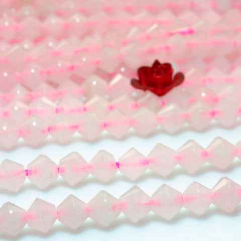 YesBeads Natural Rose Quartz faceted disc rondelle beads gemstone wholesale jewelry making 15"