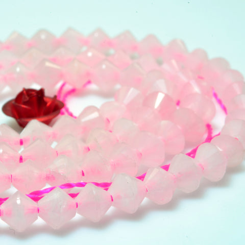 YesBeads Natural Rose Quartz faceted disc rondelle beads gemstone wholesale jewelry making 15"