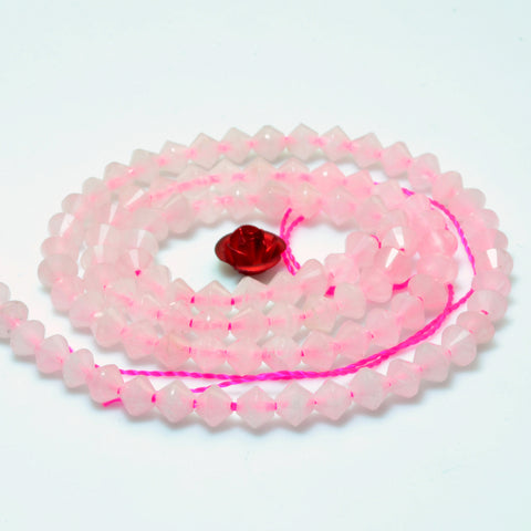 YesBeads Natural Rose Quartz faceted disc rondelle beads gemstone wholesale jewelry making 15"