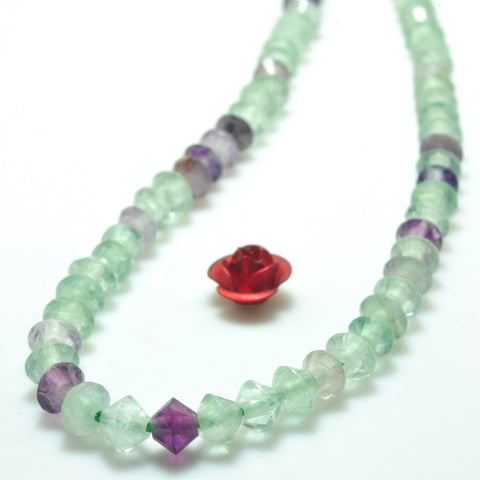 YesBeads Natural Fluorite faceted disc rondelle beads green gemstone wholesale jewelry making 15"