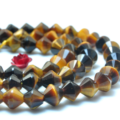 YesBeads Natural Yellow Tiger Eye faceted disc rondelle beads gemstone wholesale jewelry making 15"