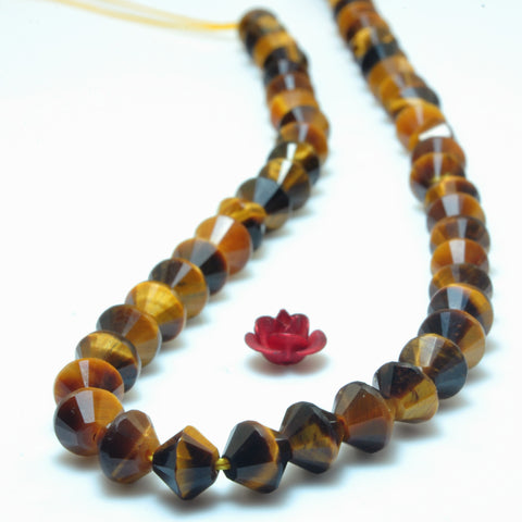 YesBeads Natural Yellow Tiger Eye faceted disc rondelle beads gemstone wholesale jewelry making 15"