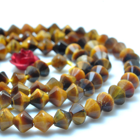 YesBeads Natural Yellow Tiger Eye faceted disc rondelle beads gemstone wholesale jewelry making 15"