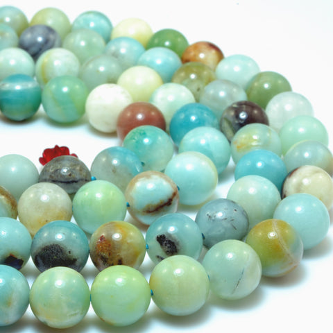 YesBeads Natural Amazonite smooth round loose beads wholesale gemstone 4mm-12mm 15"