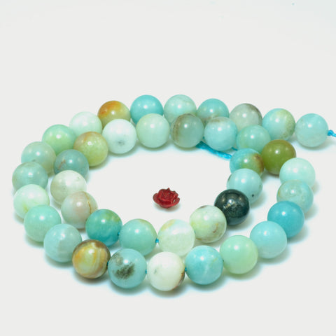 YesBeads Natural Amazonite smooth round loose beads wholesale gemstone 4mm-12mm 15"
