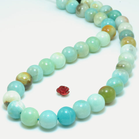 YesBeads Natural Amazonite smooth round loose beads wholesale gemstone 4mm-12mm 15"