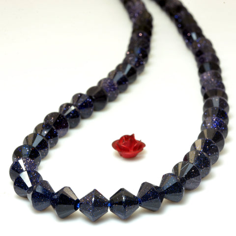 YesBeads Blue Sandstone goldstone faceted disc rondelle beads gemstone wholesale jewelry making 15"