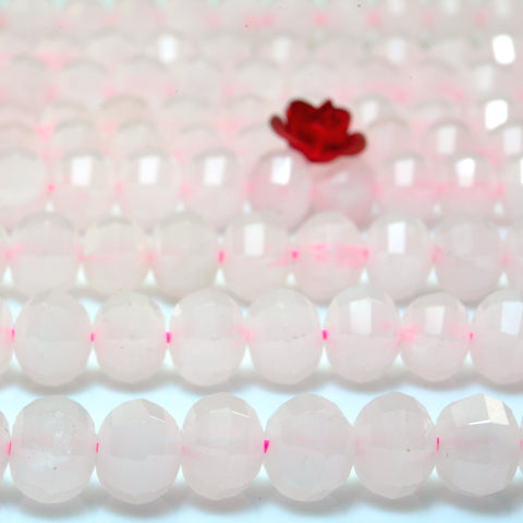 YesBeads Natural Rose Quartz faceted pumpkin rondelle beads pink gemstone wholesale jewelry 15"
