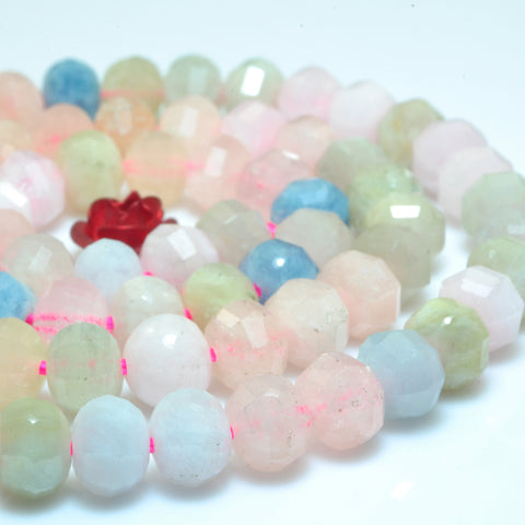 YesBeads Natural Morganite faceted pumpkin rondelle beads multi gemstone wholesale jewelry 15"