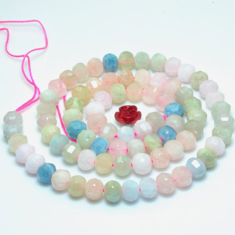 YesBeads Natural Morganite faceted pumpkin rondelle beads multi gemstone wholesale jewelry 15"