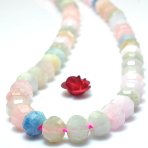 YesBeads Natural Morganite faceted pumpkin rondelle beads multi gemstone wholesale jewelry 15"