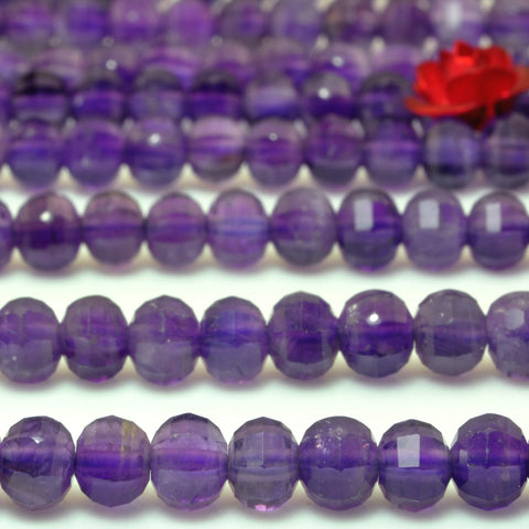 YesBeads Natural Amethyst faceted pumpkin rondelle beads purple gemstone wholesale jewelry making 15"