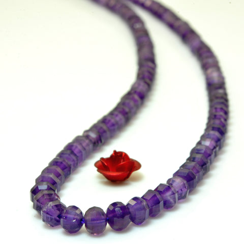YesBeads Natural Amethyst faceted pumpkin rondelle beads purple gemstone wholesale jewelry making 15"