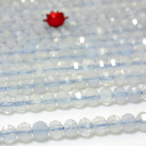 YesBeads Natural Blue Lace Agate faceted pumpkin rondelle beads gemstone wholesale jewelry making 15"