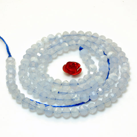 YesBeads Natural Blue Lace Agate faceted pumpkin rondelle beads gemstone wholesale jewelry making 15"