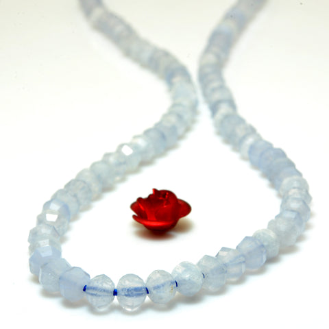 YesBeads Natural Blue Lace Agate faceted pumpkin rondelle beads gemstone wholesale jewelry making 15"