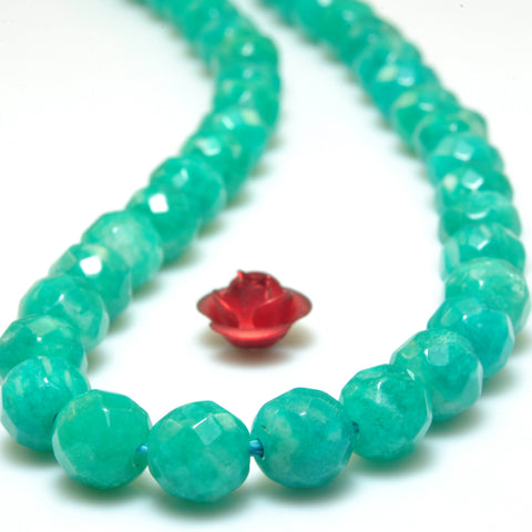 YesBeads Natural Russian Amazonite faceted round beads green gemstone wholesale jewelry making 15"