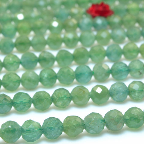 Natural Green Chrome Diopside faceted round loose beads wholesale gemstone jewelry making 15"