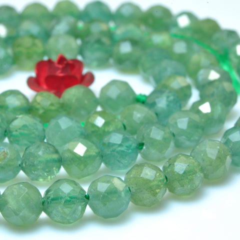 Natural Green Chrome Diopside faceted round loose beads wholesale gemstone jewelry making 15"