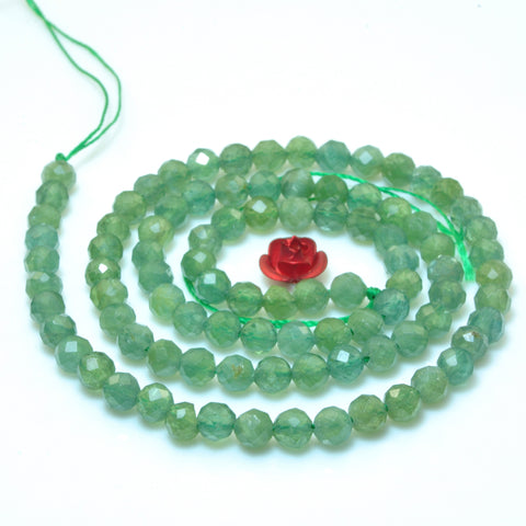 Natural Green Chrome Diopside faceted round loose beads wholesale gemstone jewelry making 15"