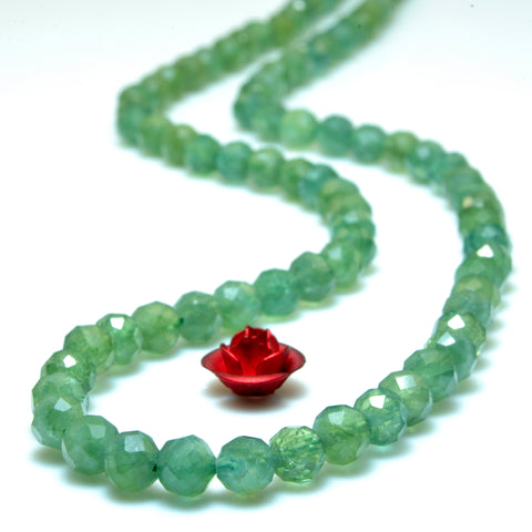 Natural Green Chrome Diopside faceted round loose beads wholesale gemstone jewelry making 15"