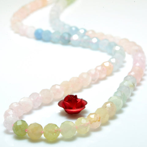 YesBeads Natural Multi Morganite stone faceted loose round beads gemstone wholesale jewelry making 15''