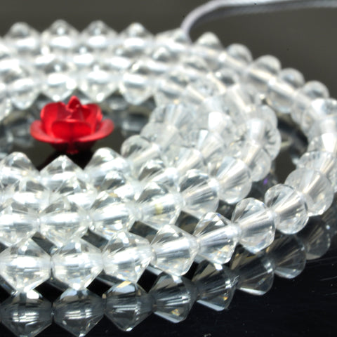 YesBeads Natural Rock Crystal faceted disc rondelle beads clear quartz gemstone wholesale jewelry making 15"