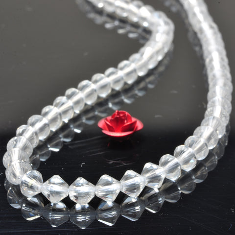 YesBeads Natural Rock Crystal faceted disc rondelle beads clear quartz gemstone wholesale jewelry making 15"