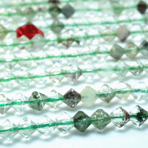 YesBeads Natural Phantom Quartz faceted disc rondelle beads green crystal gemstone wholesale jewelry 15"