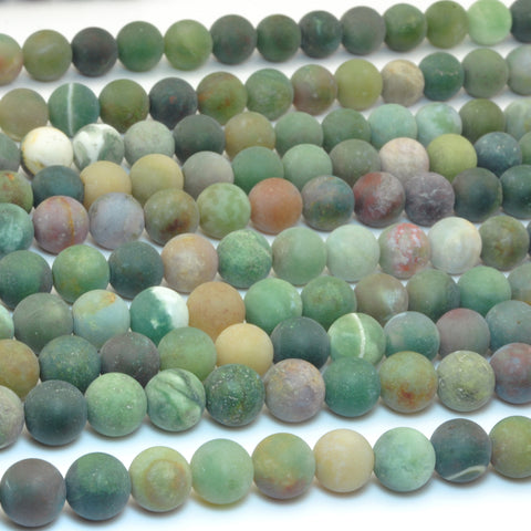YesBeads Natural Indian Agate matte round loose beads gemstone wholesale jewelry 15"
