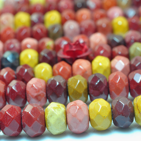 Natural Mookaite faceted rondelle beads red yellow wholesale gemstone jewelry making bracelet necklace diy
