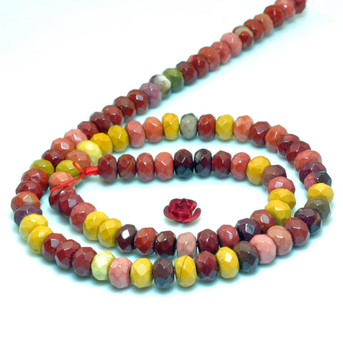 Natural Mookaite faceted rondelle beads red yellow wholesale gemstone jewelry making bracelet necklace diy