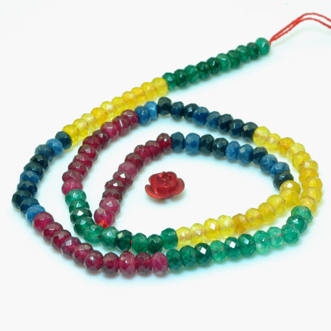 YesBeads Multicolor Jade mix gemstone faceted rondelle loose beads wholesale jewelry 15"