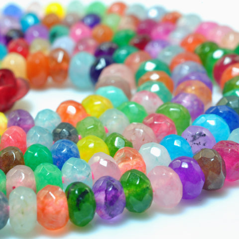 YesBeads Rainbow Jade mix gemstone faceted rondelle loose beads wholesale jewelry 15"