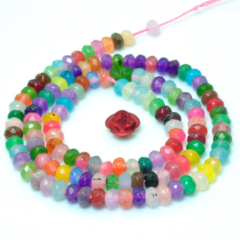 YesBeads Rainbow Jade mix gemstone faceted rondelle loose beads wholesale jewelry 15"