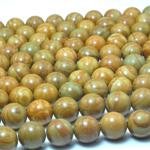 YesBeads Natural Wood Jasper stone smooht round beads gemstone wholesale jewelry 15"