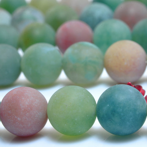 YesBeads Natural Green Red Moss Agate matte round loose beads gemstone jewelry 15"