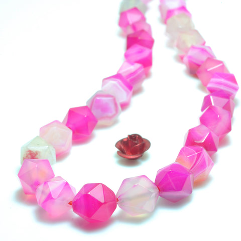 Rose Red Agate star cut faceted nugget beads gemstone wholesale jewelry making bracelet diy