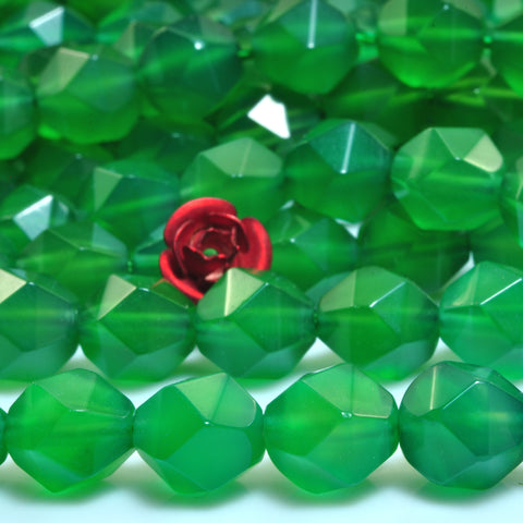 YesBeads Natural Green Agate faceted star cut nugget beads gemstone wholesale jewelry 15"