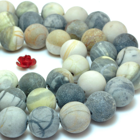 YesBeads Natural Picasso Jasper matte round loose beads wholesale gemstone jewelry 15"