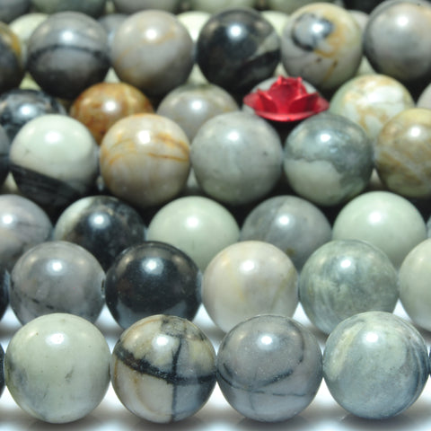 YesBeads Natural Picasso Jasper smooth round loose beads wholesale gemstone jewelry 15"
