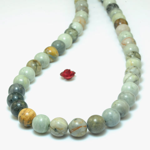 YesBeads Natural Picasso Jasper smooth round loose beads wholesale gemstone jewelry 15"