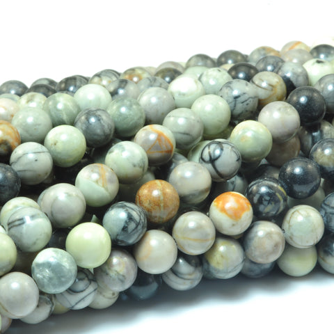 YesBeads Natural Picasso Jasper smooth round loose beads wholesale gemstone jewelry 15"