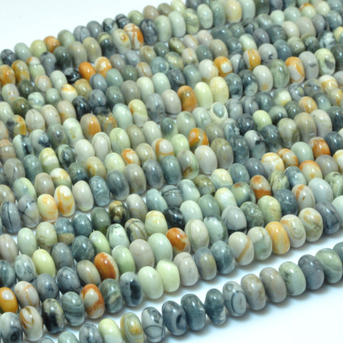 YesBeads Natural Picasso Jasper smooth rondelle beads wholesale gemstone jewelry 15"