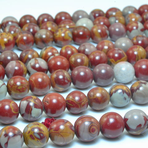 YesBeads Natural Noreena Jasper smooth round beads Australian red picture jasper wholesale gemstone jewelry 15"